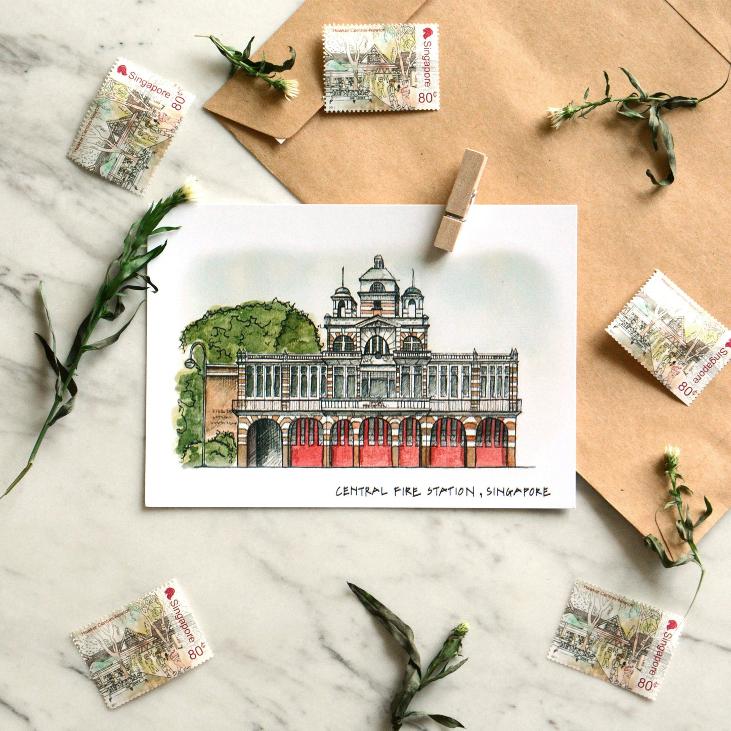 Singapore on Paper II | Coloured Postcards - Set of 4
