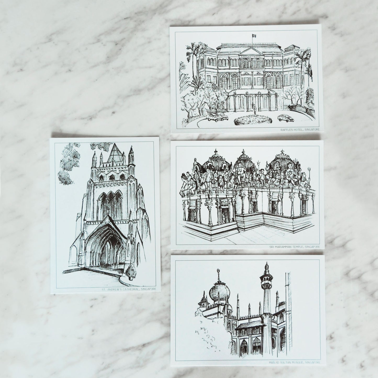 Singapore on Paper I | Monochrome Postcards - Set of 8