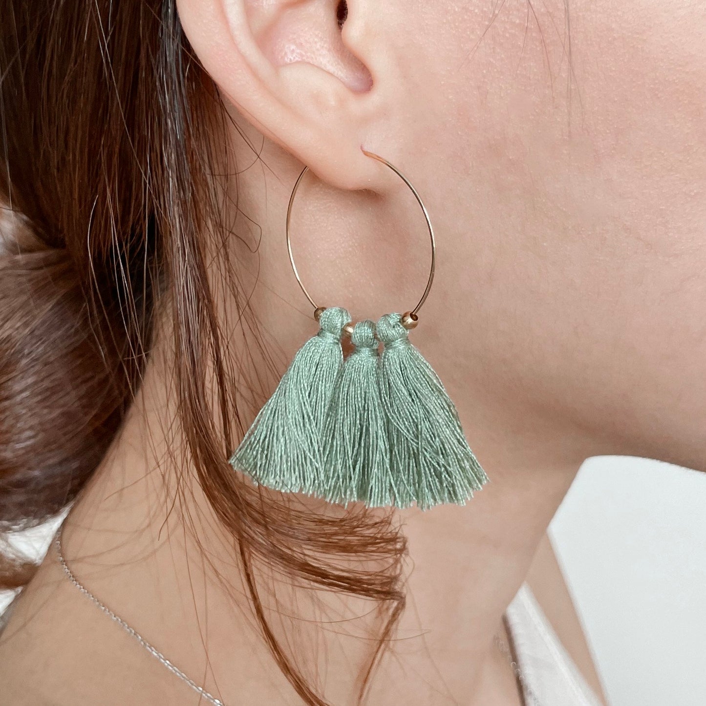 Olivia Tassel Hoops (16k Gold-Plated)