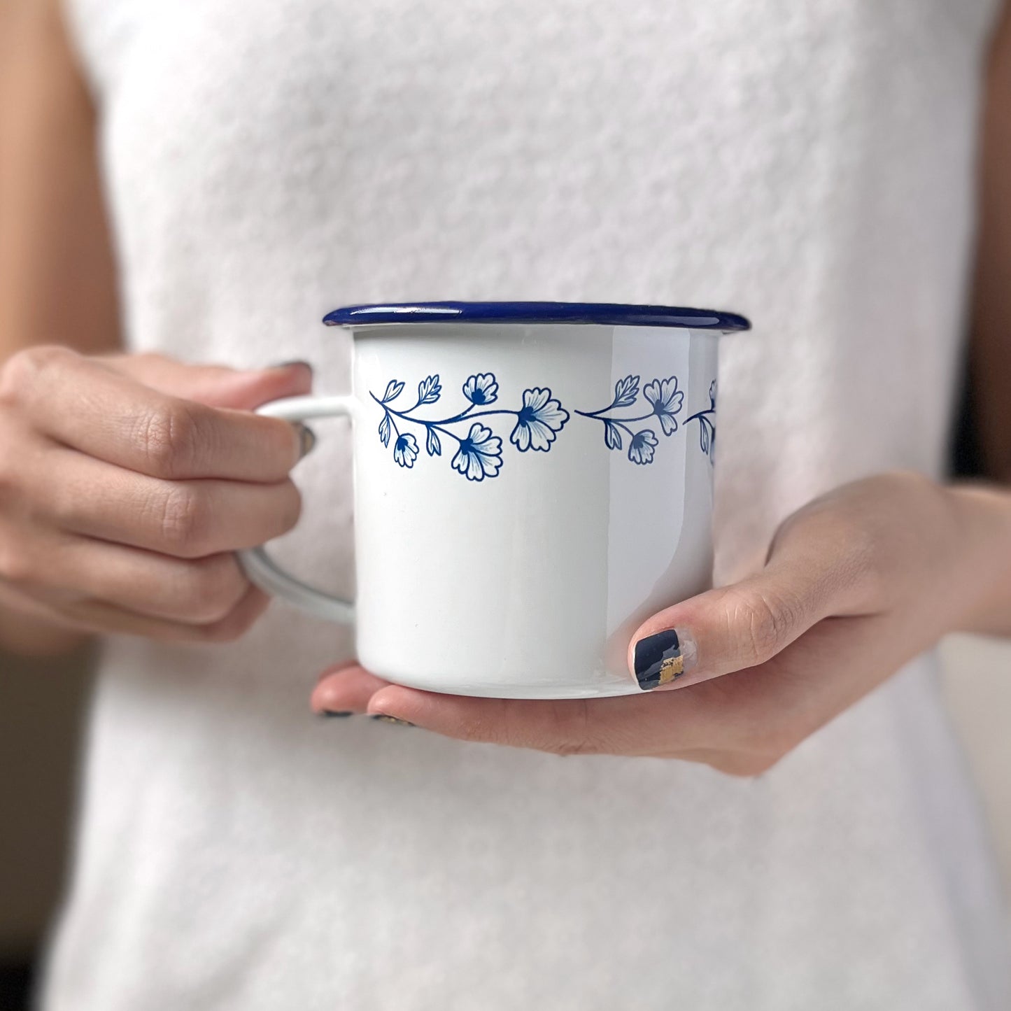 Oriental Bloom 350ml Enamel Cup