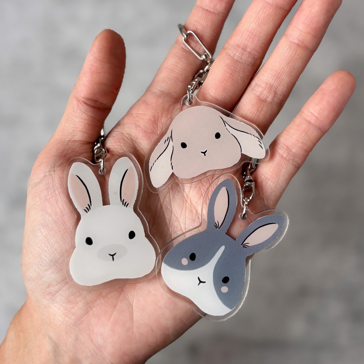 Fluffy Bunny Acrylic Keychain