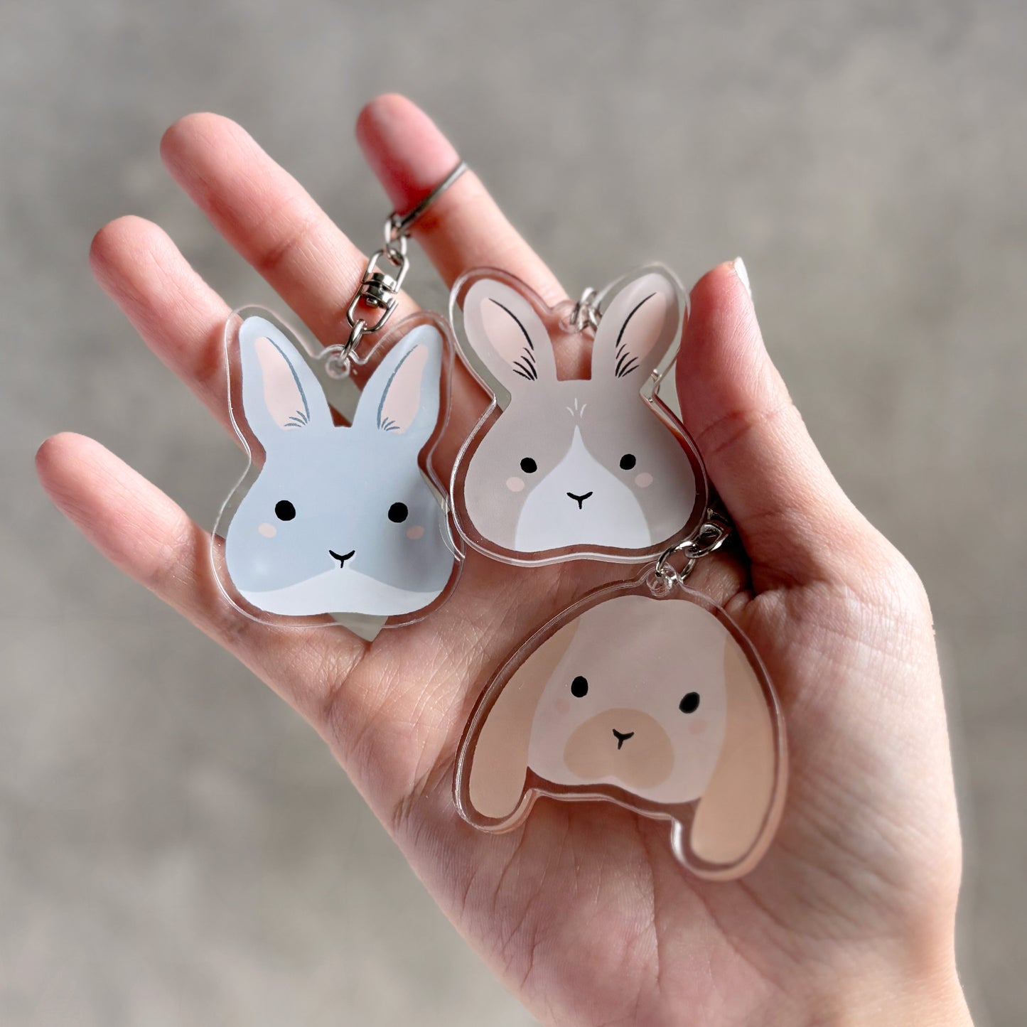 Fluffy Bunny Acrylic Keychain