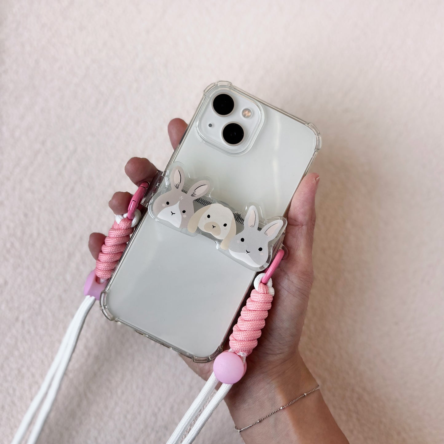 Fluffy Bunny Snap Strap | Phone Lanyard Clip