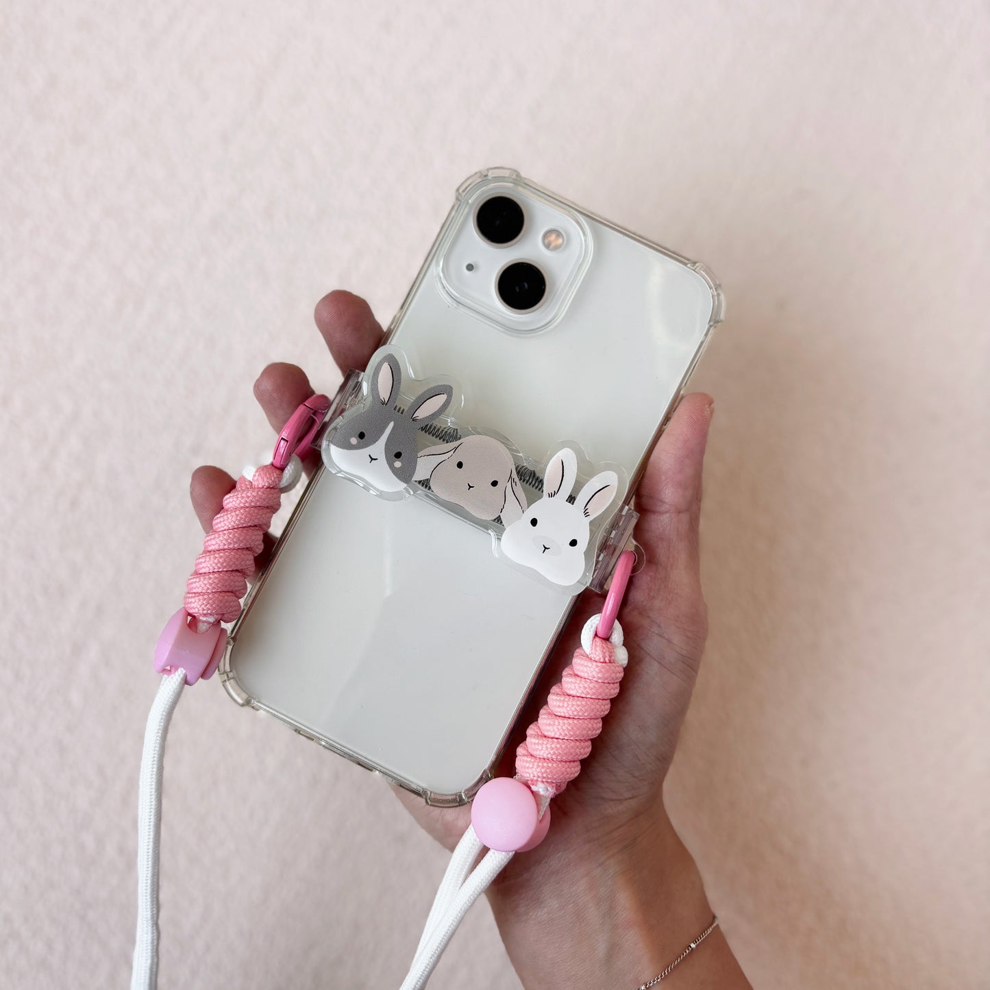 Fluffy Bunny Snap Strap | Phone Lanyard Clip