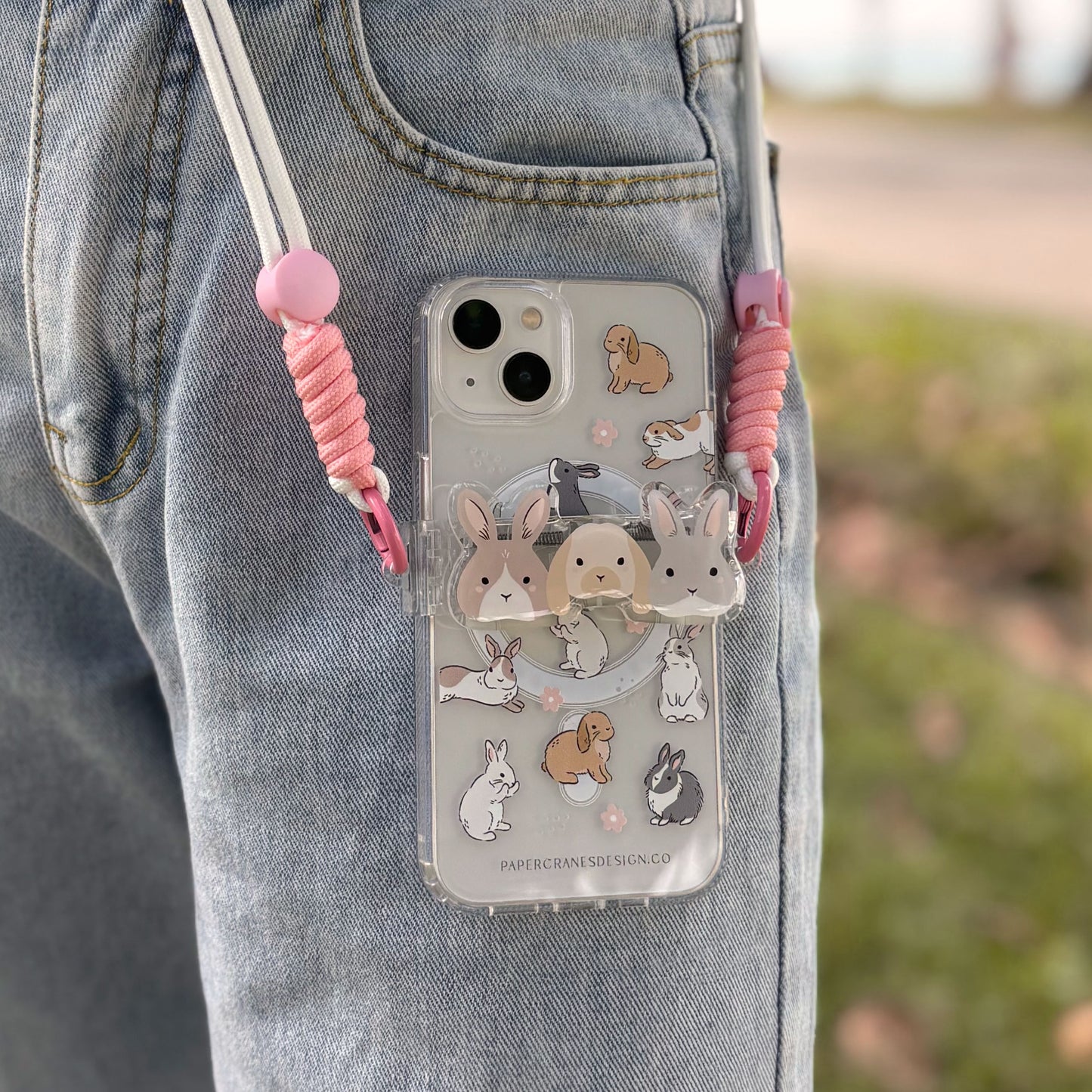 Fluffy Bunny Snap Strap | Phone Lanyard Clip