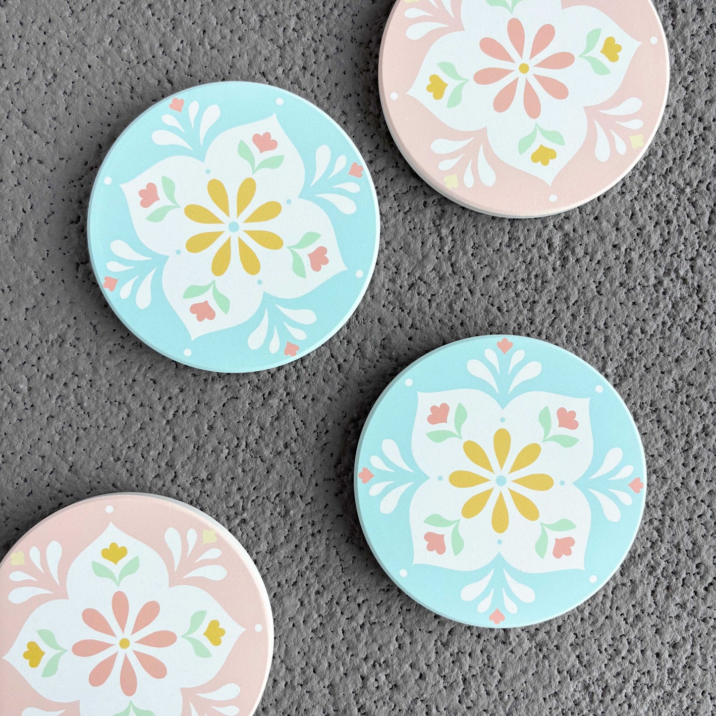 Peranakan Petals Diatomite Coasters