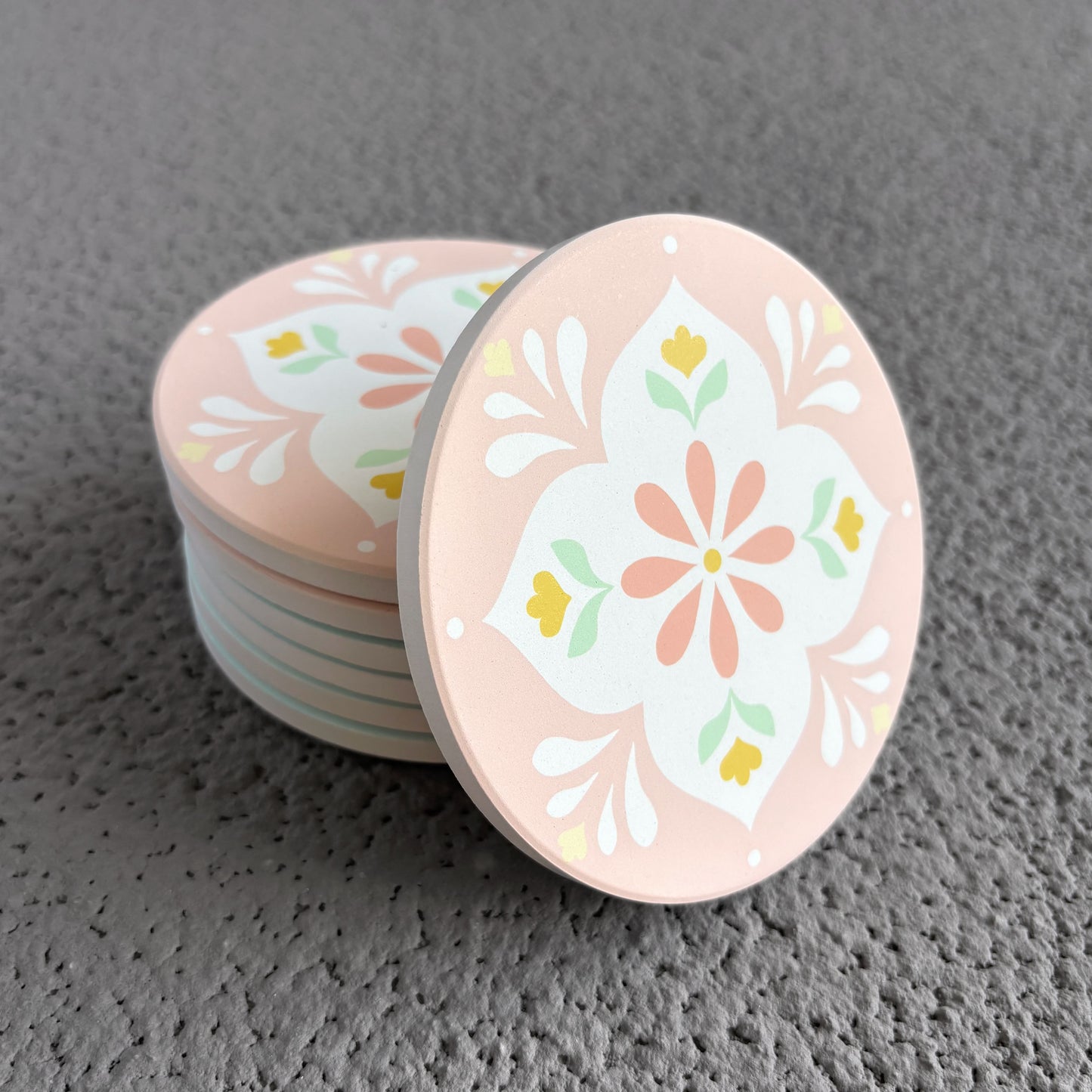 Peranakan Petals Diatomite Coasters