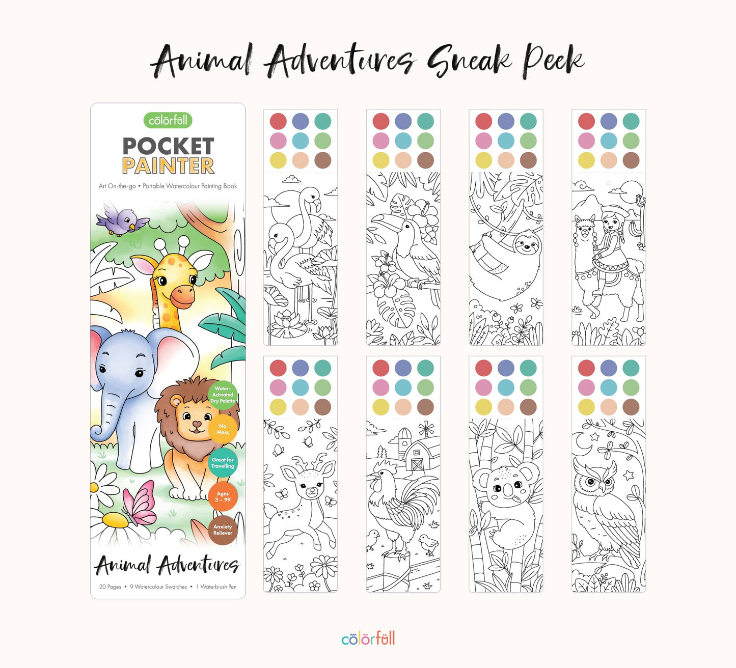 Animal Adventures Pocket Painter Watercolour Painting Book (Ages 3-99)