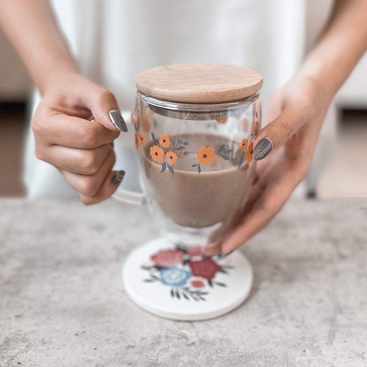 Buttercup Double-walled 350ml Glass Mug
