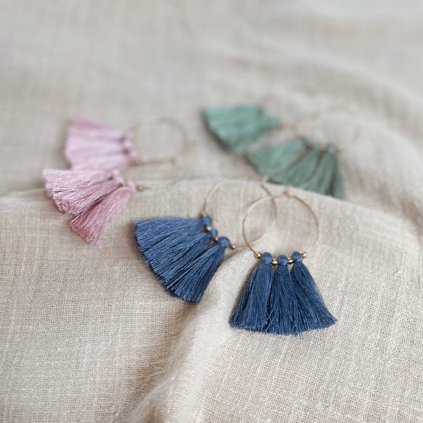 Olivia Tassel Hoops (16k Gold-Plated)