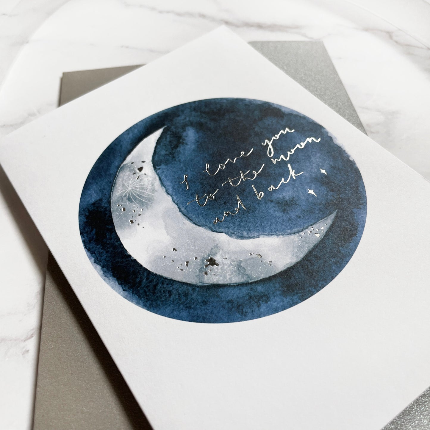 Love You to the Moon and Back | Silver-foiled Valentine's Greeting Card