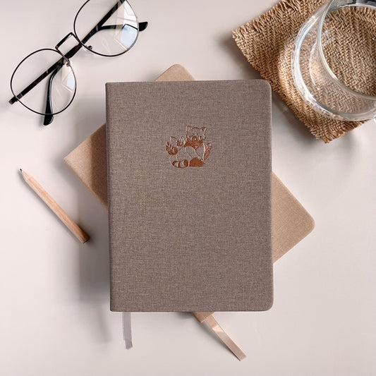 Red Panda | Linen B6 Dot-Grid Notebook