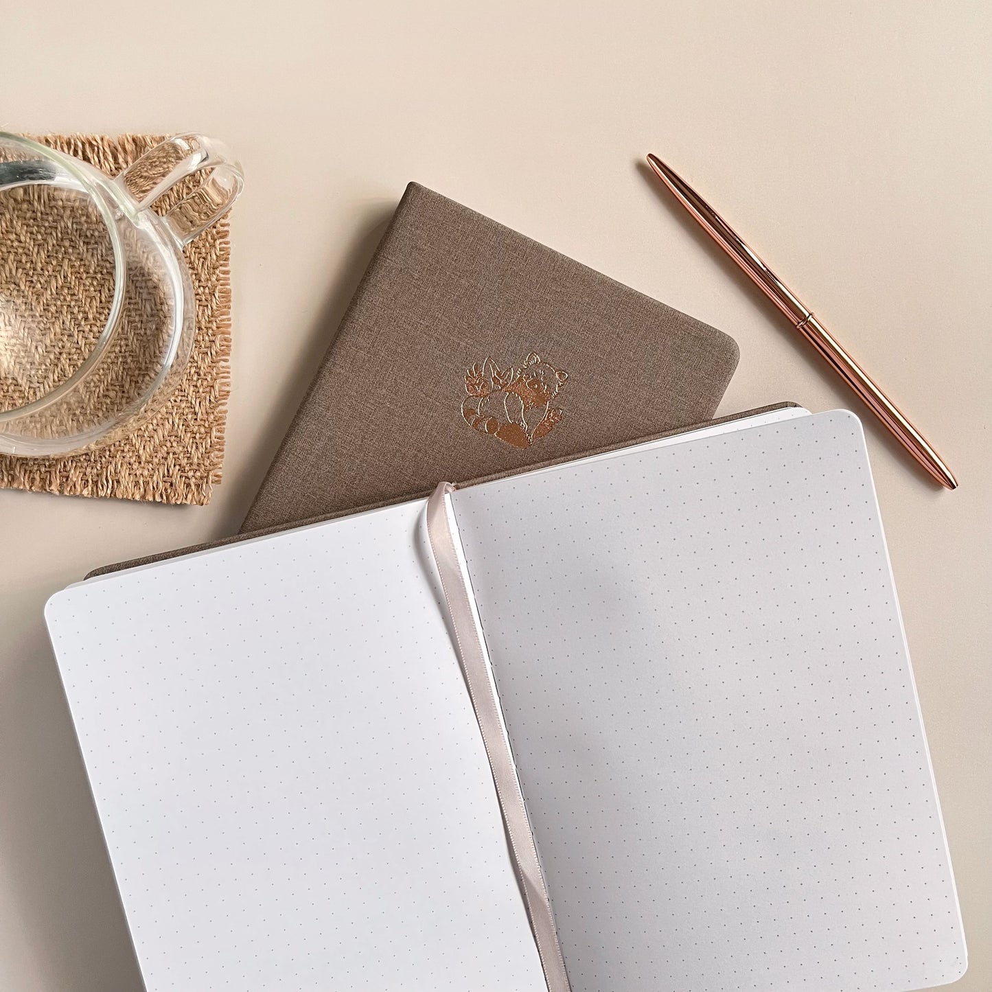 Red Panda | Linen B6 Dot-Grid Notebook