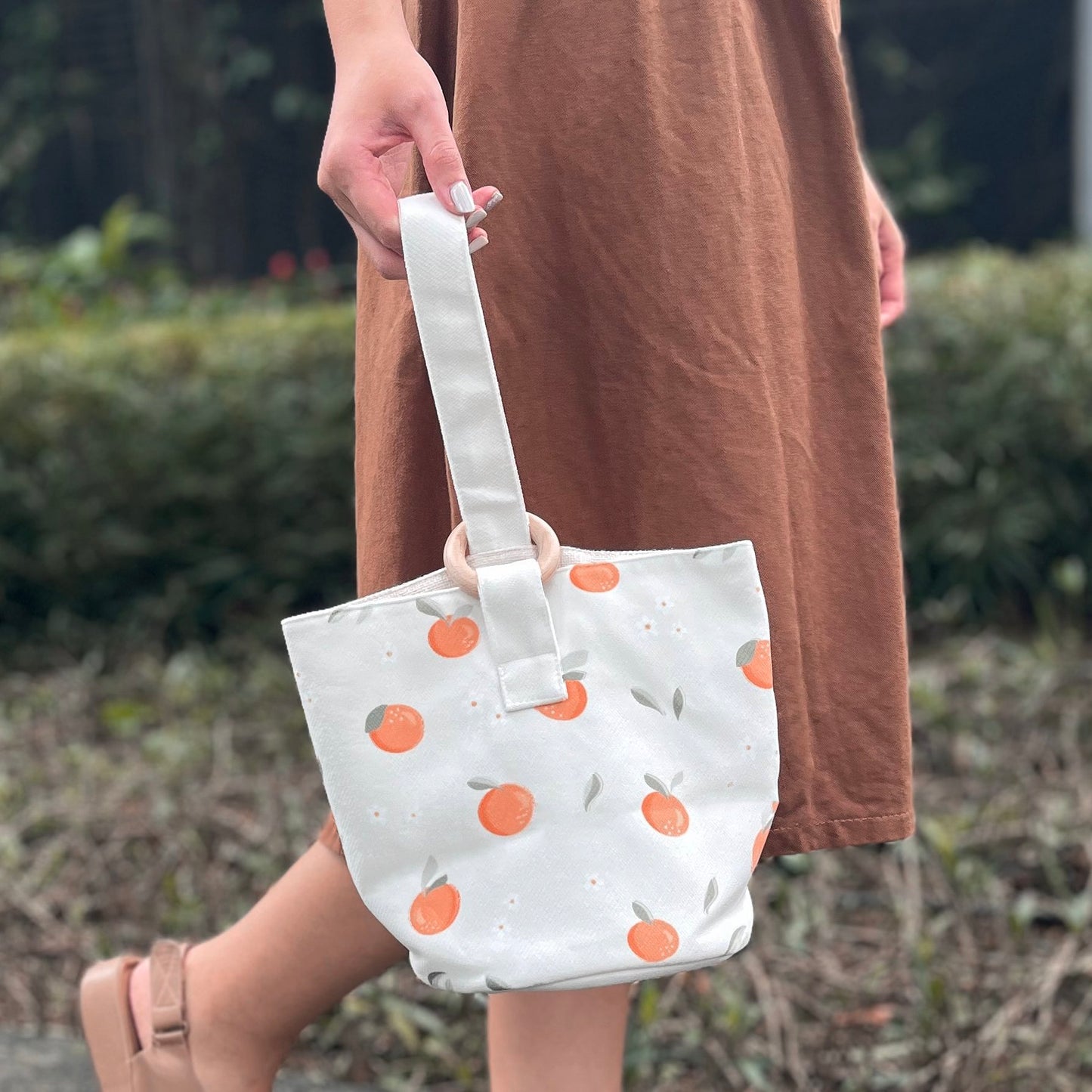 Orange Blossom Bucket Wristlet