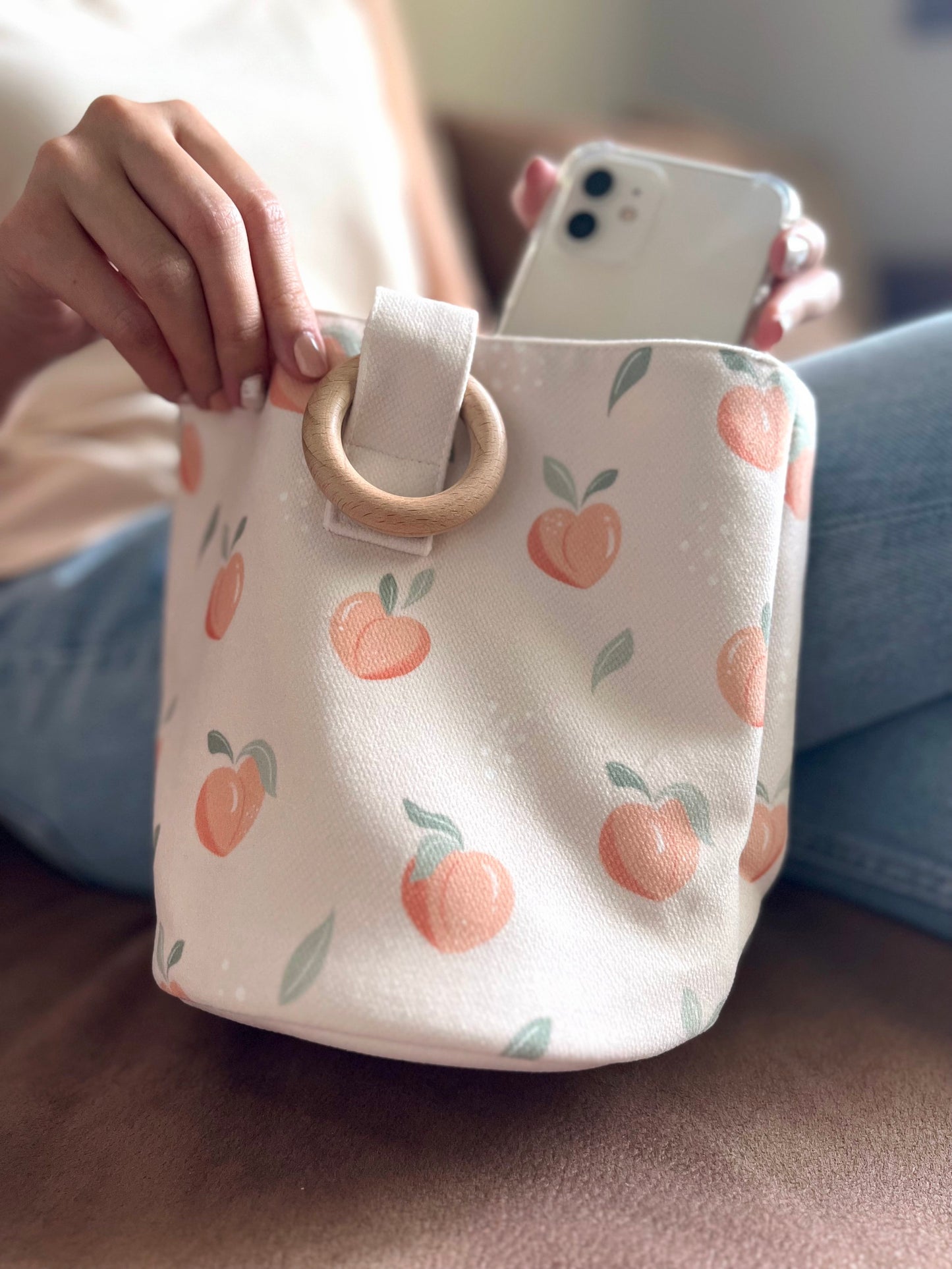 Sweet Peach Bucket Wristlet