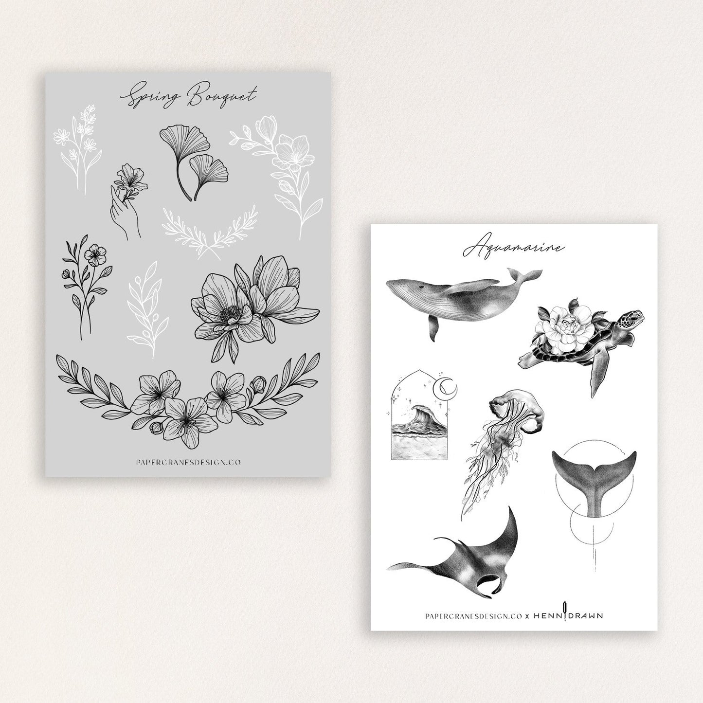 Temporary Tattoo Sheets - Set of 2 (UP. $28)