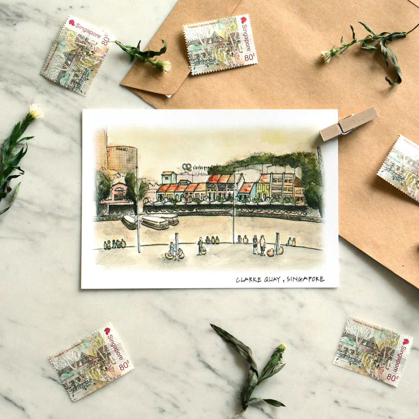 Singapore on Paper II | Coloured Postcards - Set of 4