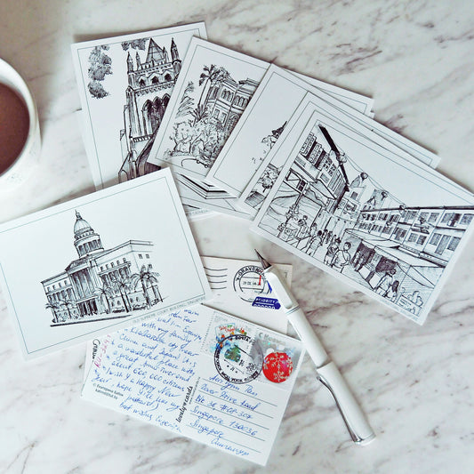 Singapore on Paper I | Monochrome Postcards - Set of 8