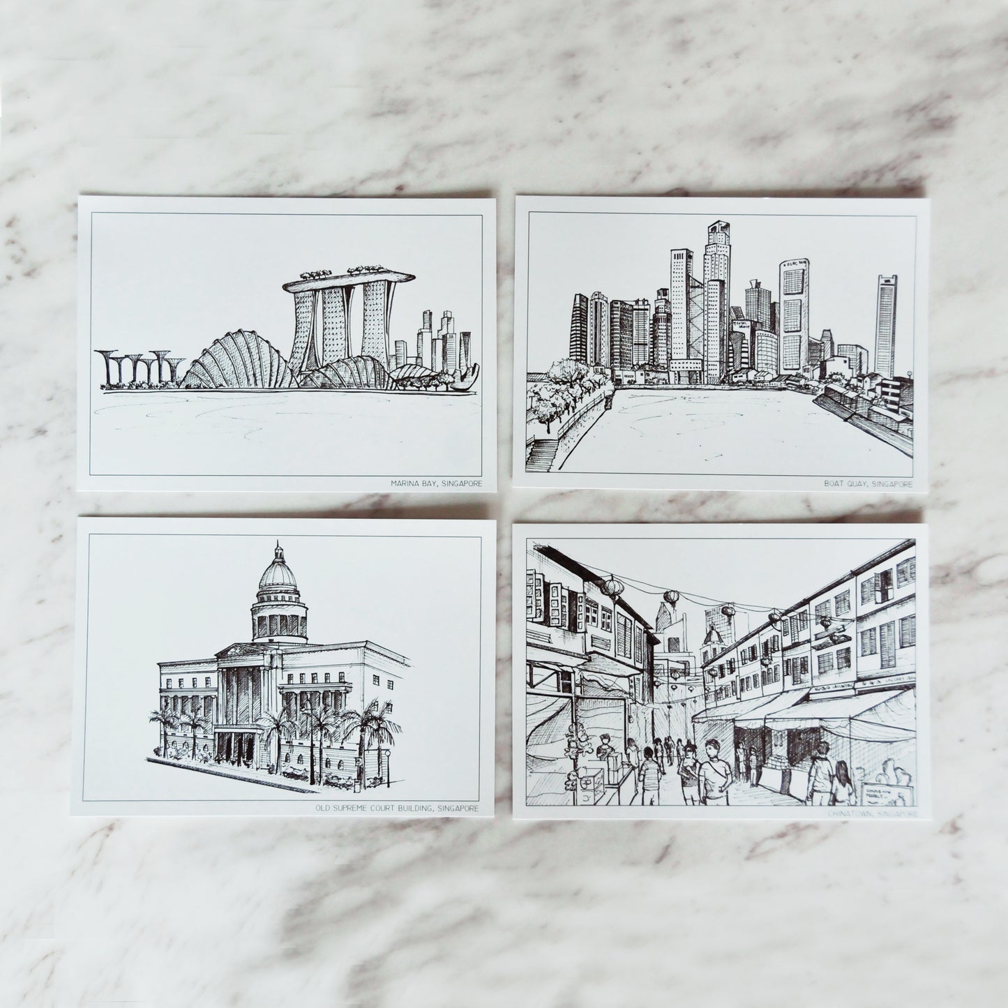 Singapore on Paper I | Monochrome Postcards - Set of 8