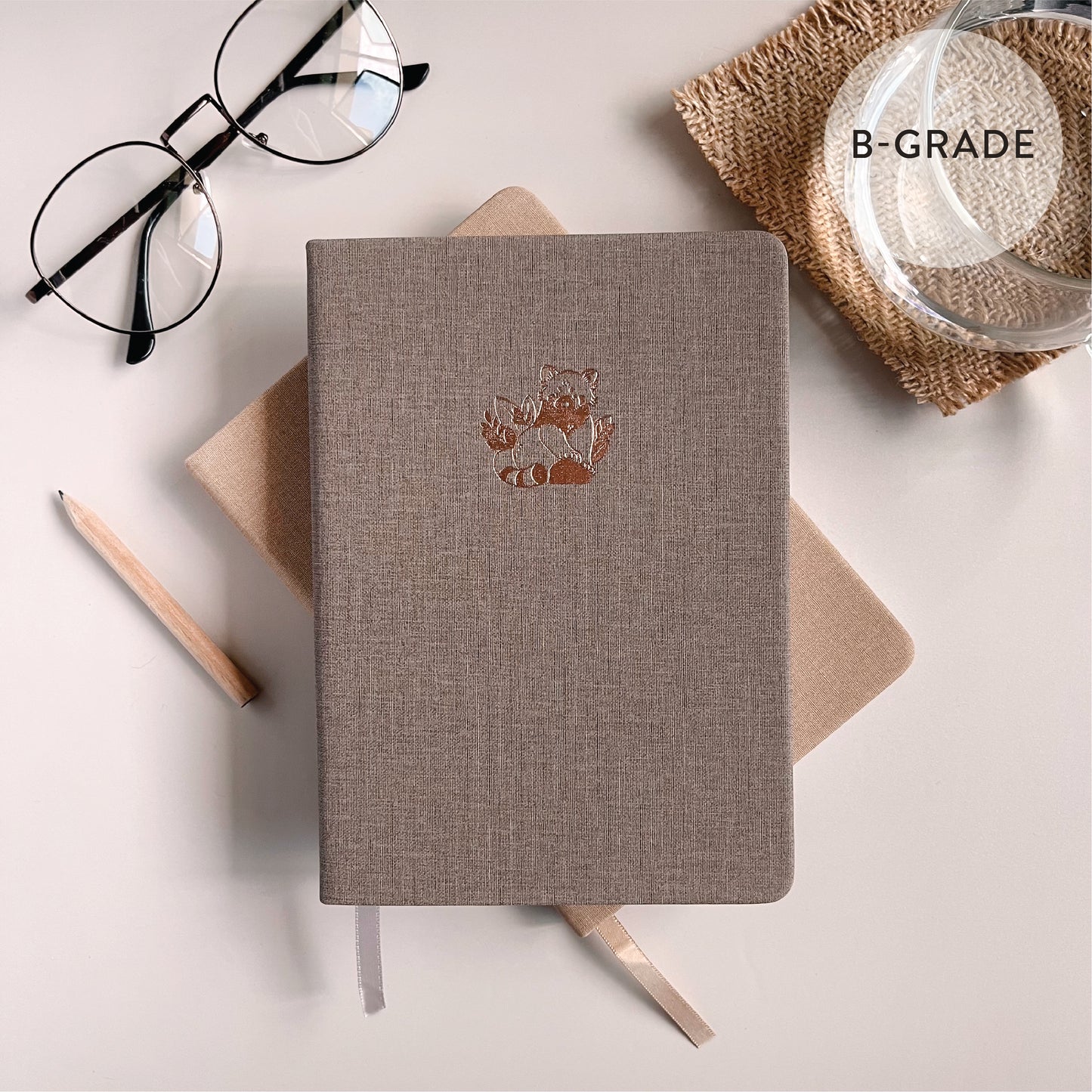 [B-Grade] Red Panda | Linen B6 Dot-Grid Notebook