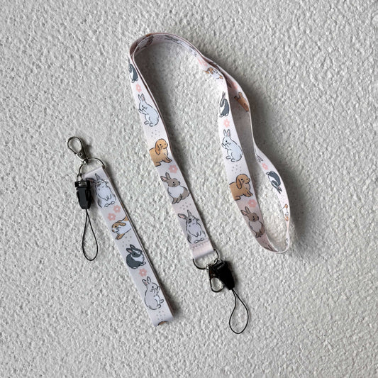 Fluffy Bunny Lanyard & Wrist Strap
