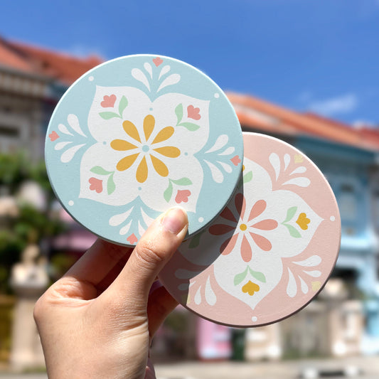 Peranakan Petals Diatomite Coasters