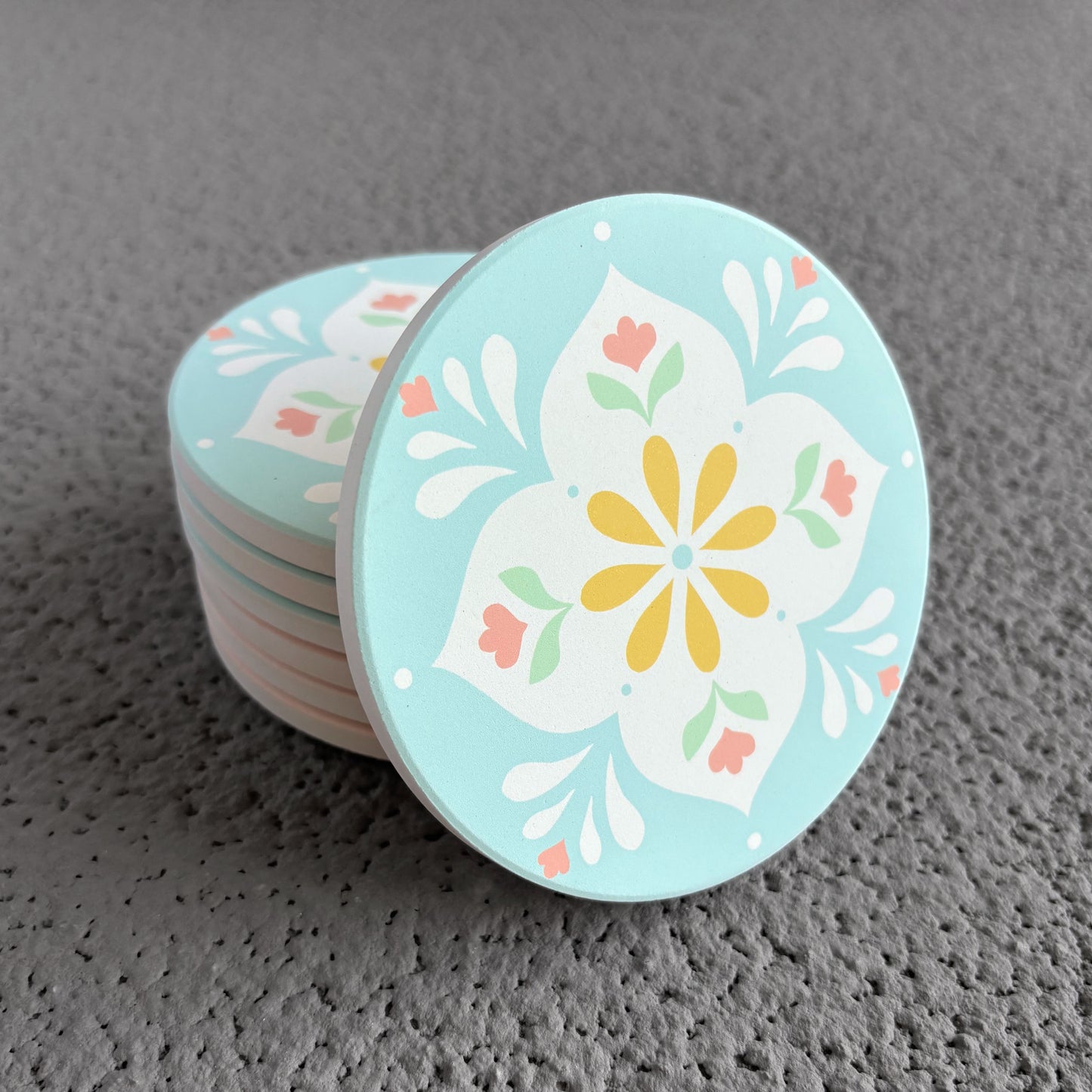 Peranakan Petals Diatomite Coasters
