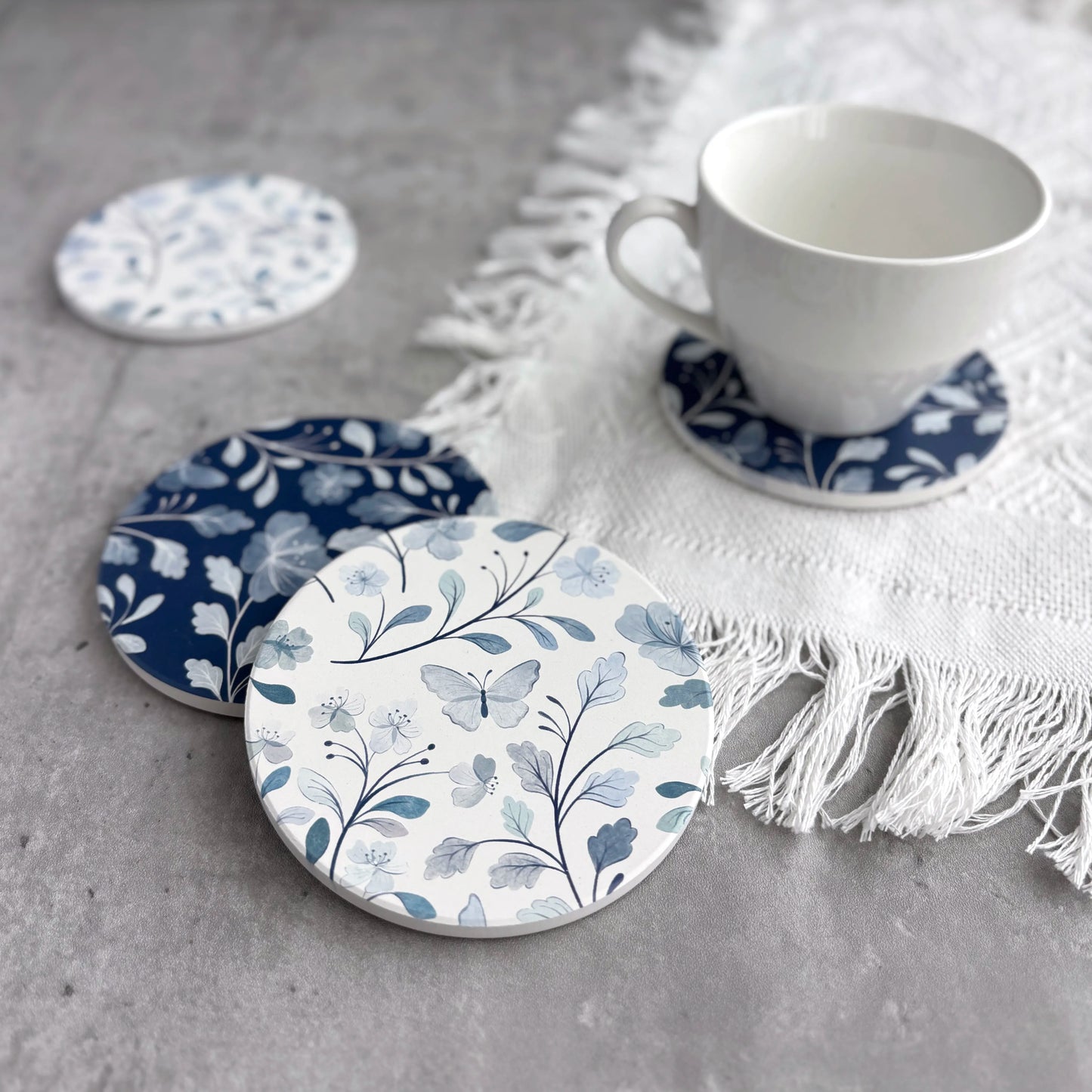 Porcelain Blue Diatomite Coasters