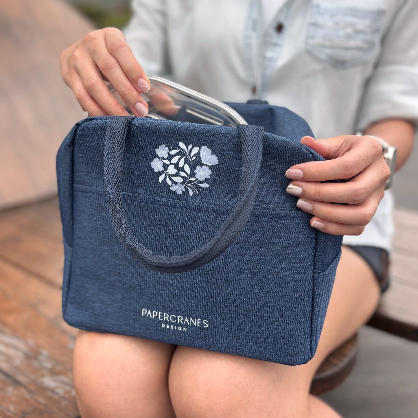 Porcelain Blue Insulated Lunch Bag