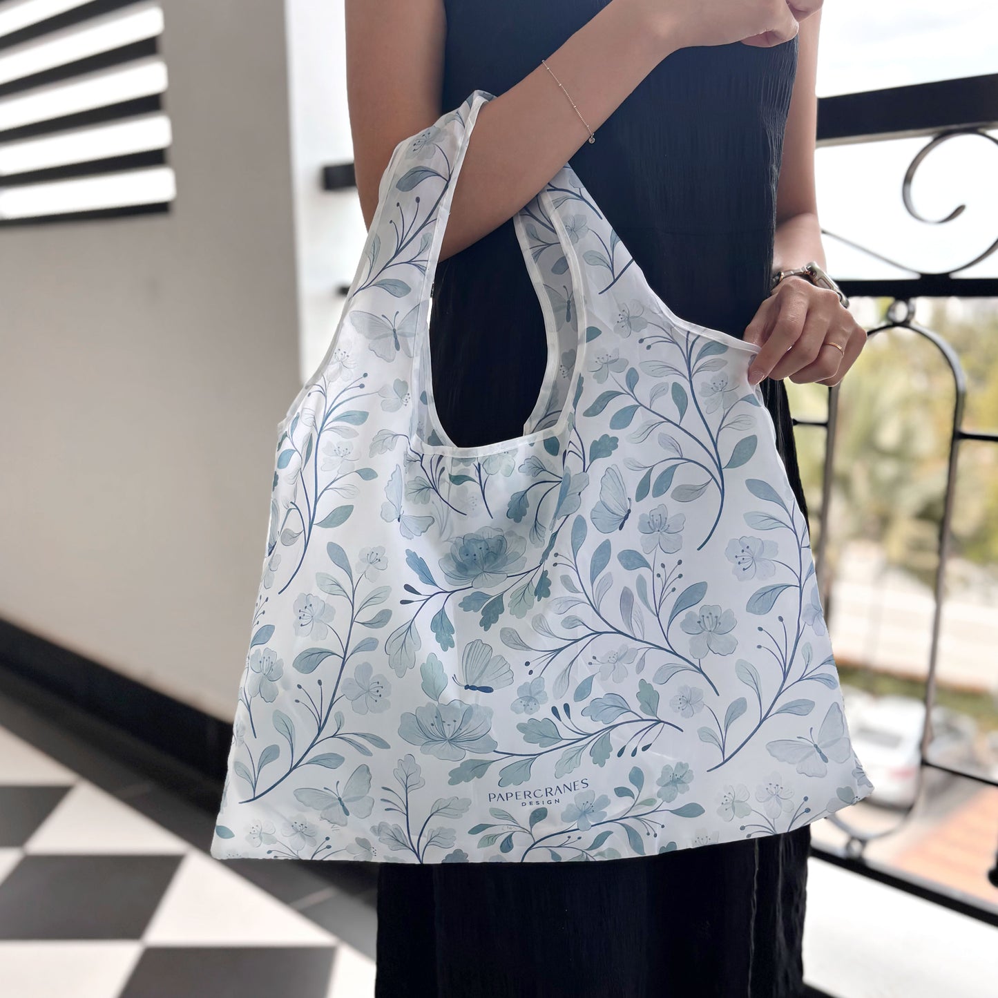 Porcelain Blue Reusable Shopping Bag