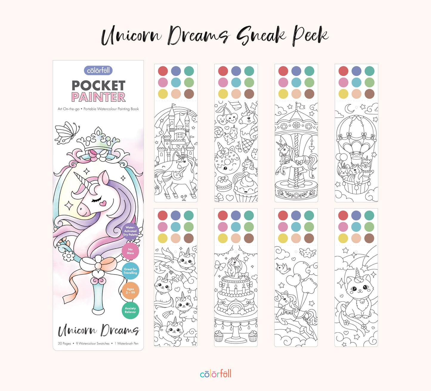 Unicorn Dreams Pocket Painter Watercolour Painting Book (Ages 3-99)