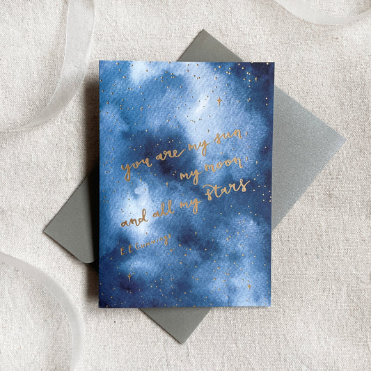 Sun Moon Stars | Gold-foiled Valentine's Card
