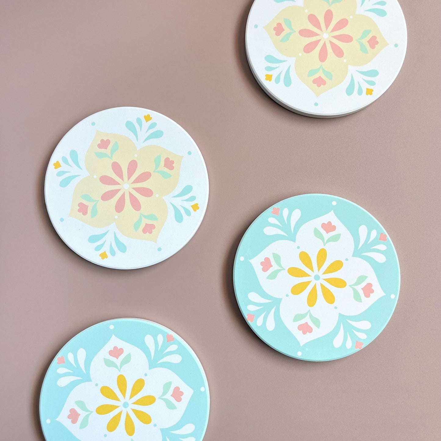 Peranakan Petals Diatomite Coasters
